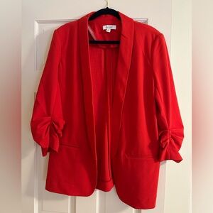 Nine West Vibrant Red Open-Front Blazer